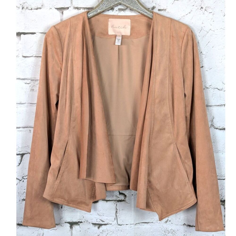 ANTHROPOLOGIE HUTCH Faux-Suede Open-Front Jacket Contemporary Minimalist Small